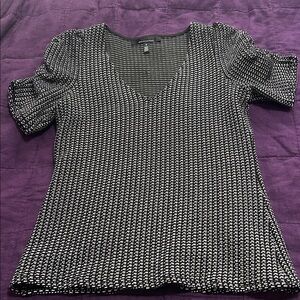 White House Black Market Black and White Patterned Blouse